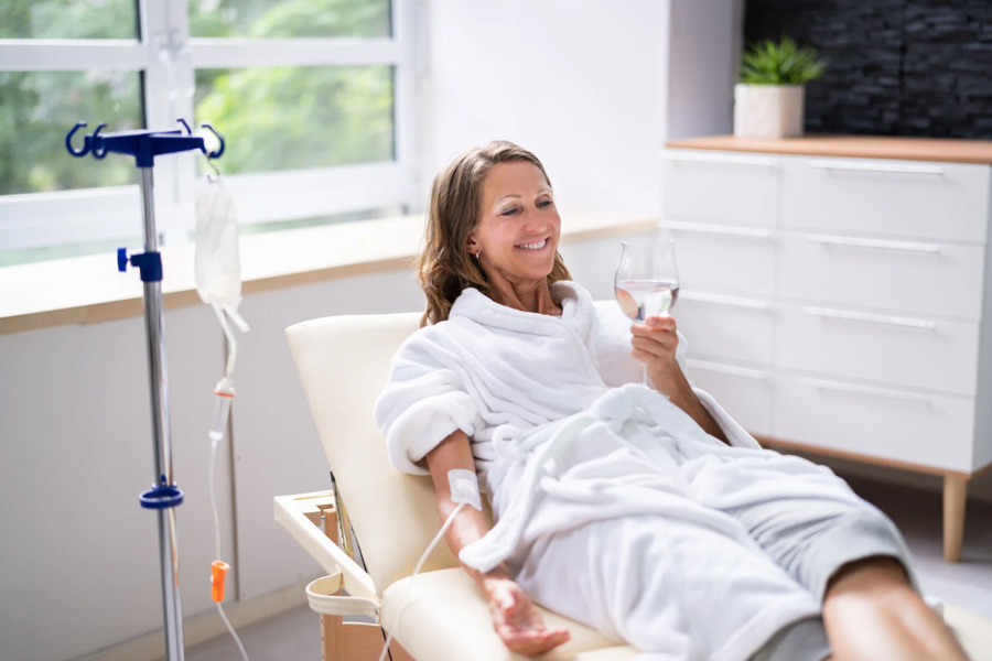 Woman receiving IV hydration therapy in Hilton Head spa — part of expert-backed Wellness and Other Treatments Hilton Head