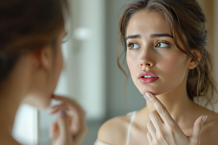 Woman in Hilton Head dealing with hormonal acne