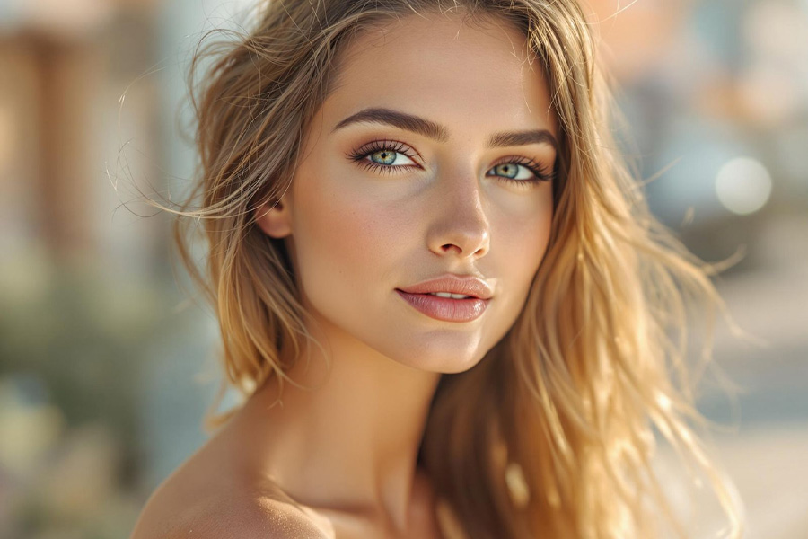 Woman with even-toned skin after hyperpigmentation treatment in Hilton Head