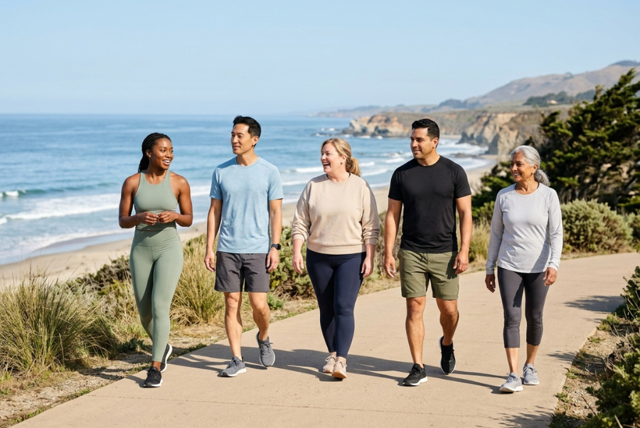 Adults with different body types enjoying an active lifestyle while exploring body contouring options.